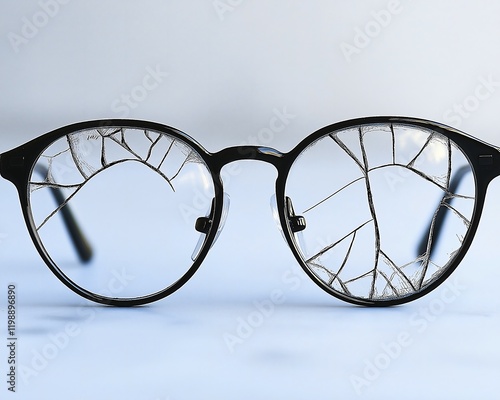 A pair of spectacles showcases one cracked lens alongside a clear lens, symbolizing the clarity and distortion found in different political perspectives during a divided time photo