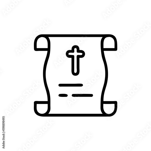 Scroll with Obituary Icon on Transparent Background, Funeral Concept