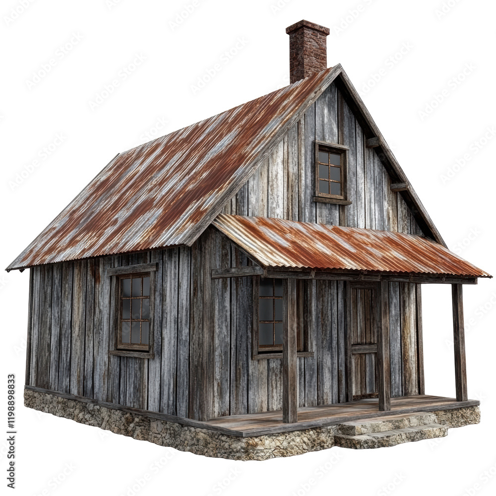 A Rustic Wooden House With a Weathered Roof Surrounded by Nature's Beauty and Charm A Rustic Wooden House With a Weathered Roof Surrounded by Nature's Beauty and Charm