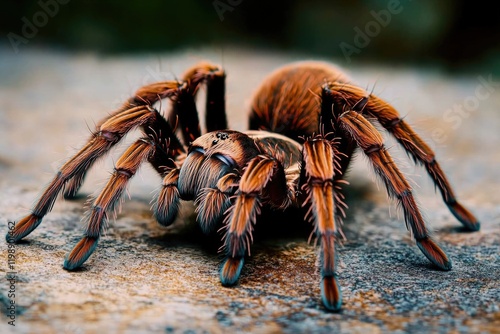 A large spider sits atop a rock, looking out at the surroundings