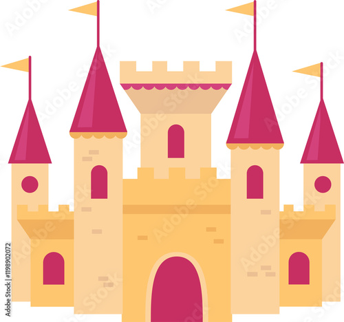 Colorful Fairytale Castle Illustration