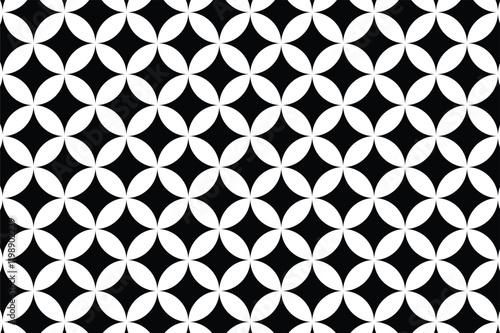 Geometric Circle Flower Pattern in Black and White