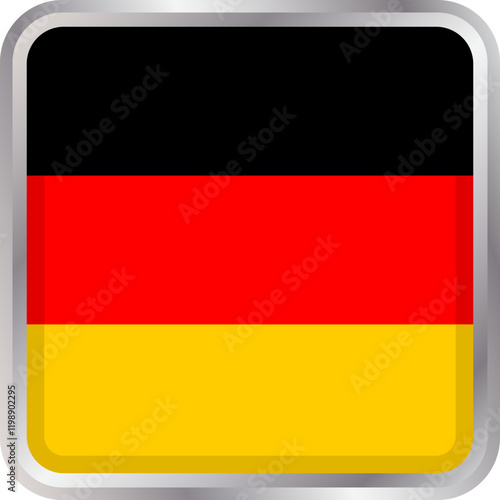 Free Download German flag icon on a transparent background. Vector icon of a rectangular shape with rounded corners and a silver-colored frame - GFXLoad
