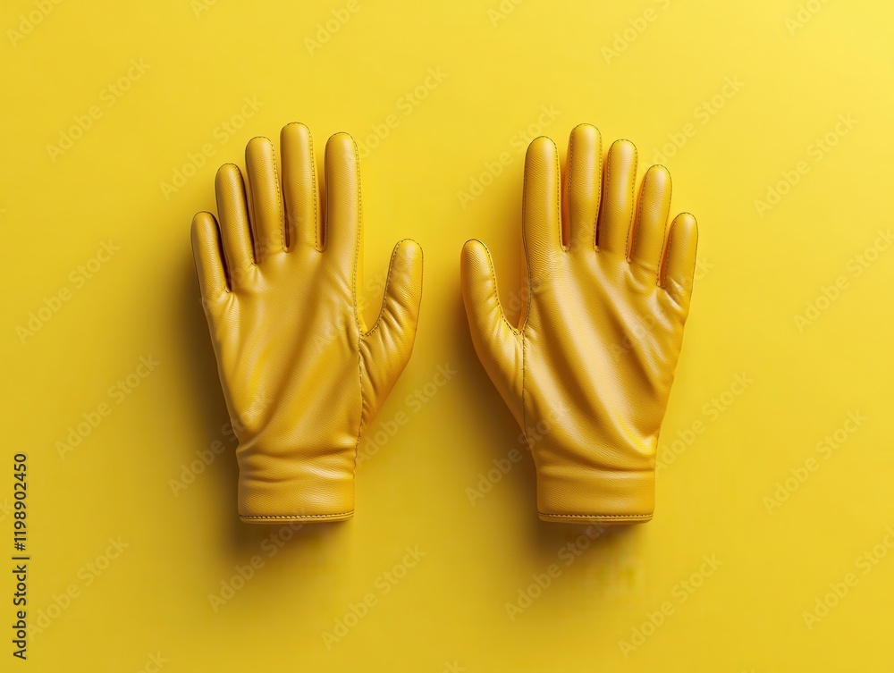 Obraz premium Yellow leather gloves on yellow background