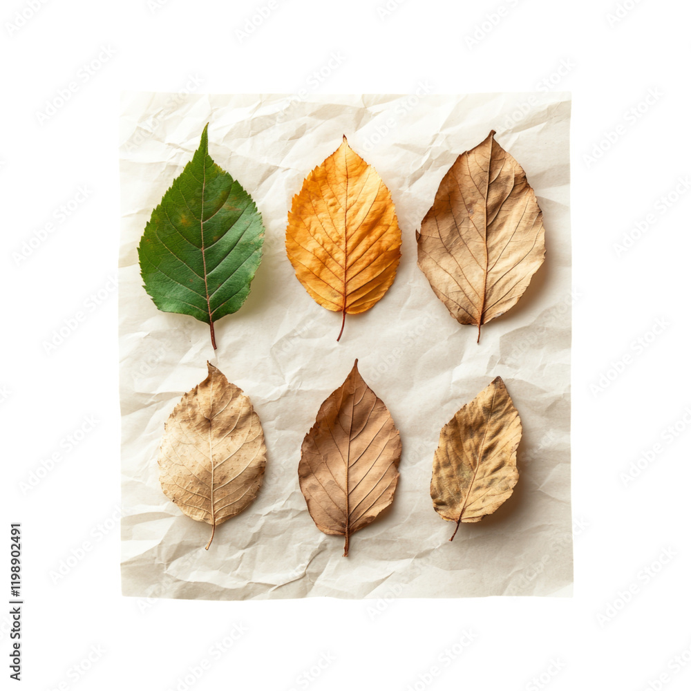 Natural Leaf Prints on Recycled Paper with Neutral Background Natural Leaf Prints on Recycled Paper with Neutral Background