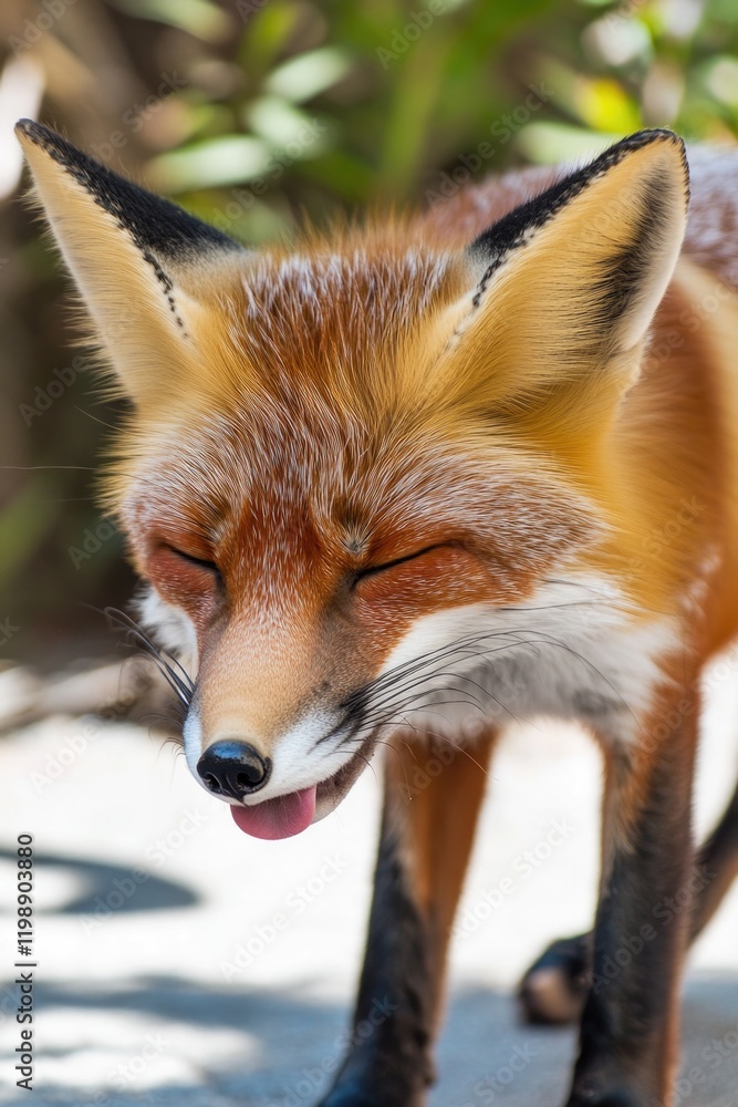 Obraz premium A detailed view of a fox's face, open-mouthed expression