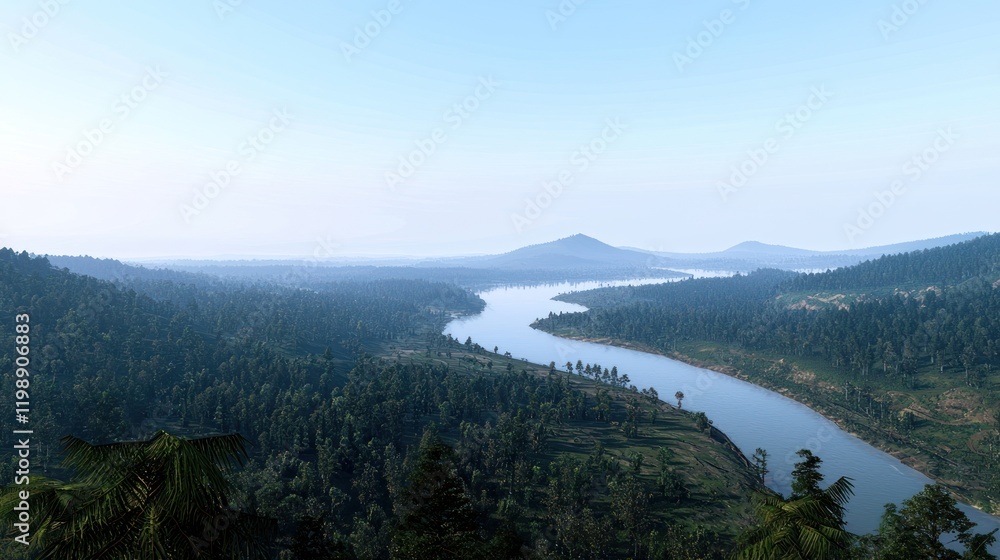 Serene River Valley Landscape Serene River Valley Landscape