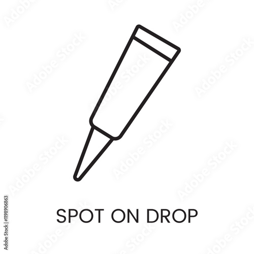 An icon of a tube applicator in vector, symbolizing spot-on medication or topical treatment, with an editable stroke