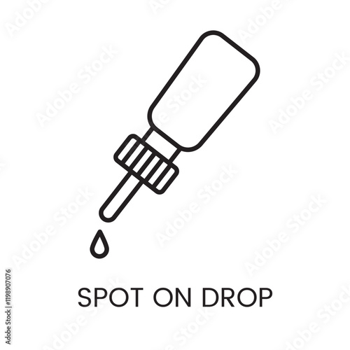 An icon of a dropper with a pointed tip in vector, representing precise spot on application, with an editable stroke