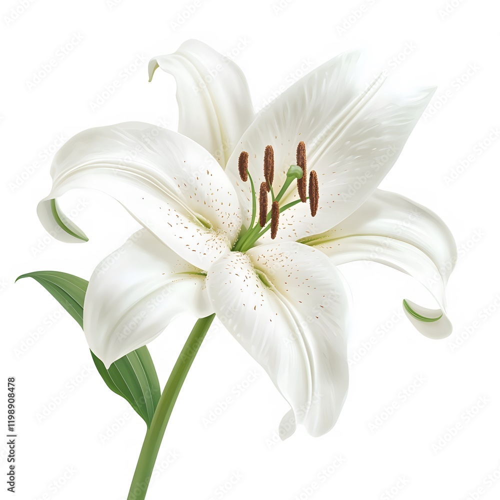 Fototapeta premium White lily flower, delicate petals and intricate detail