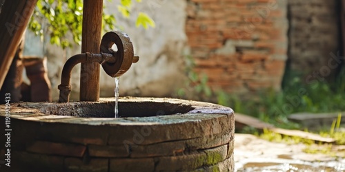 A well with water flowing out, emphasizing the importance of conservation and sustainability photo