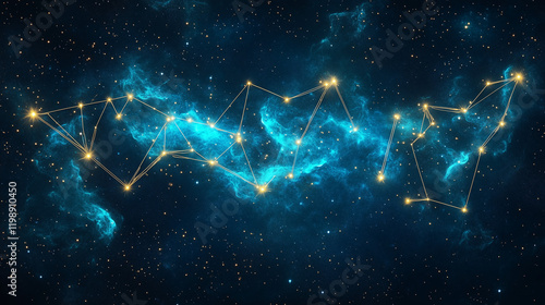 Celestial Constellation Illustration in a Starry Night Sky with Cosmic Elegance