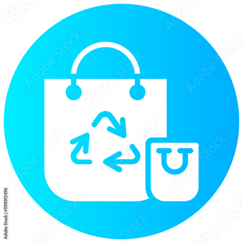 reusable bag vector round glyph icon