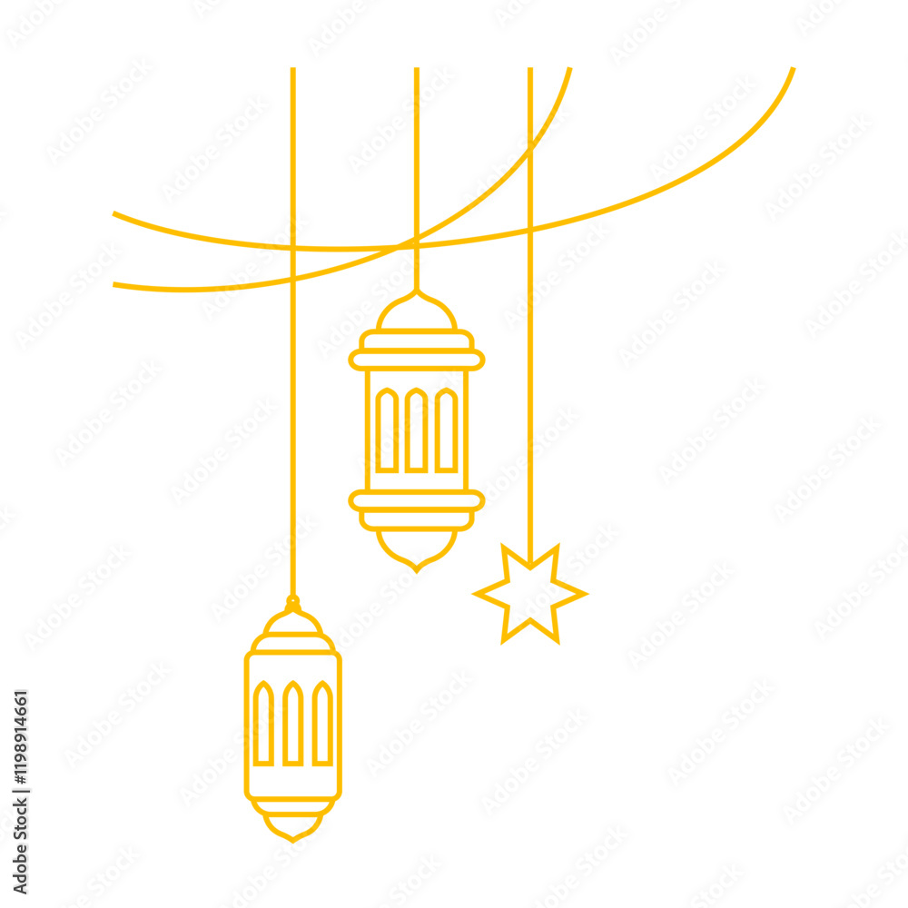 Golden Hanging Islamic Lantern