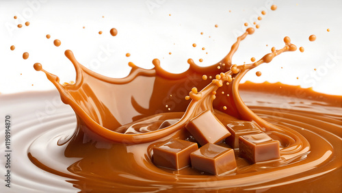Dynamic Caramel Splash: Isolated Liquid Candy Swirls for Promo Design