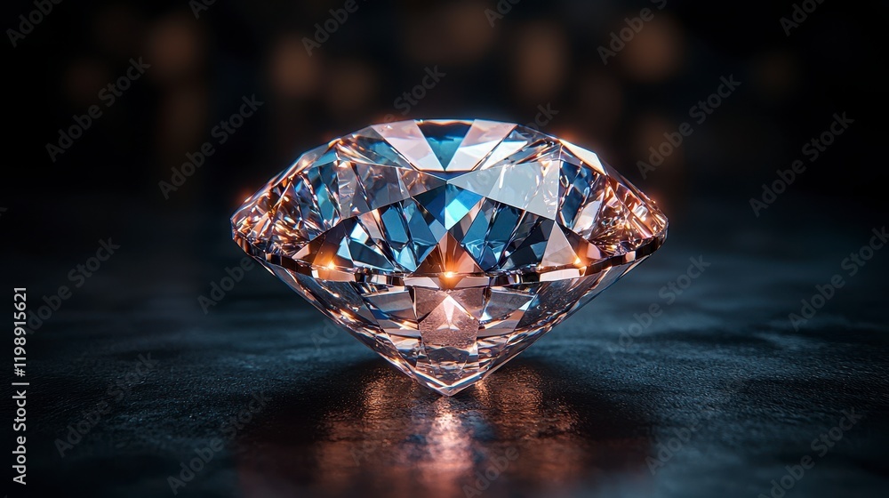 Fototapeta premium Sparkling diamond gemstone on dark background. (1)