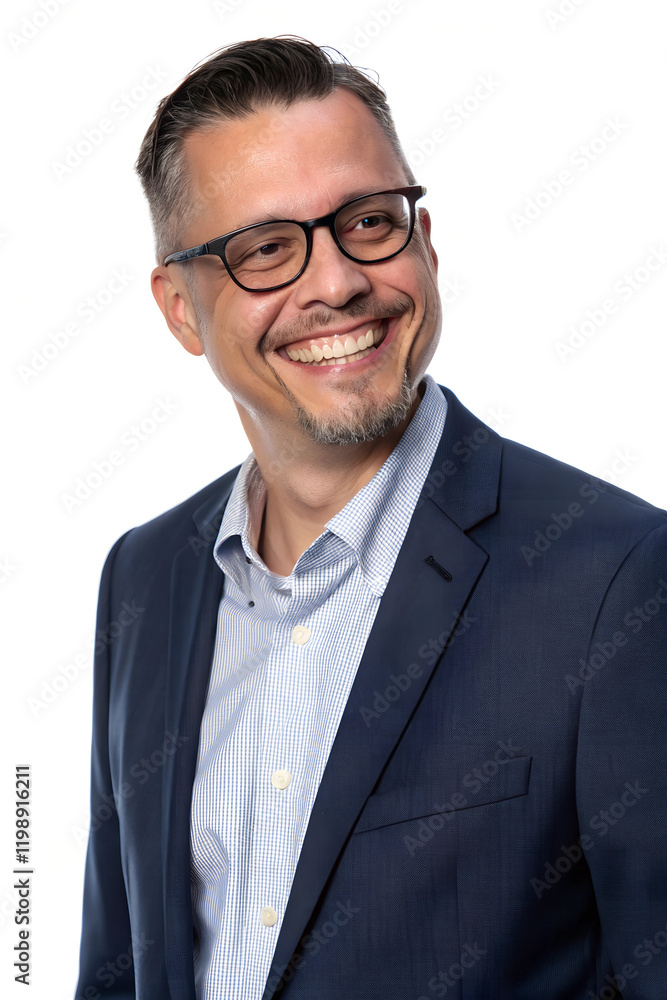 Confident Corporate Executive Businessman Headshot on Cutout Background Confident Corporate Executive Businessman Headshot on Cutout Background
