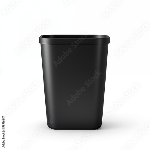 Black Square Trash Can Empty Waste Bin Office Recycling Bin