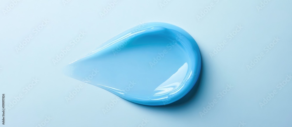 Blue cosmetic gel drop on light blue background with smooth texture and reflective surface Copy Space Blue cosmetic gel drop on light blue background with smooth texture and reflective surface Copy Space