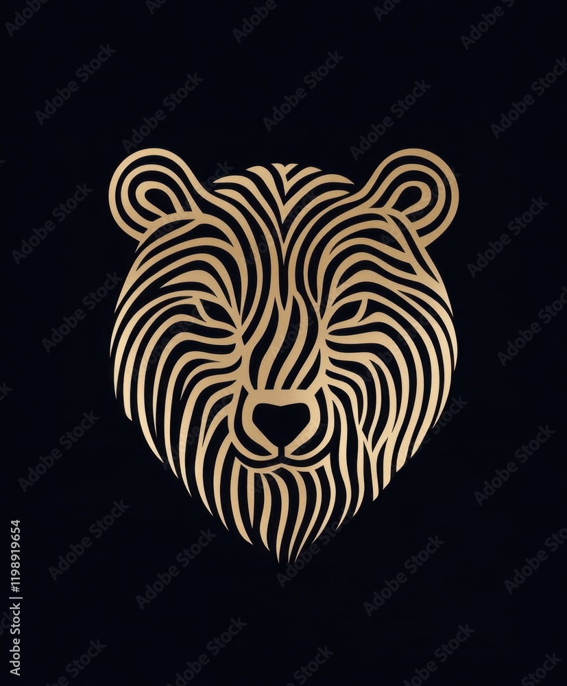 Geometric bear with gold accents Geometric bear with gold accents