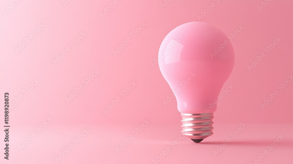 Pink light bulb on a soft pink background with copy space for text or graphics Pink light bulb on a soft pink background with copy space for text or graphics