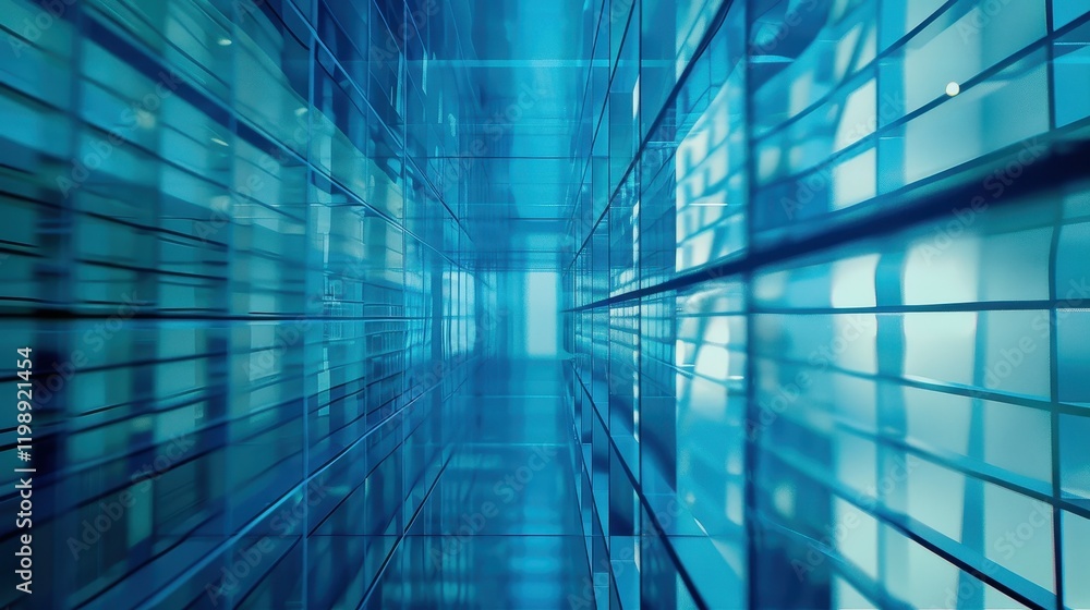 Fototapeta premium Digital grid image in blue tones showcasing modern design and lighting