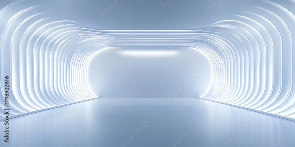 Modern minimalist hall with curved lighting in a bright, spacious interior Modern minimalist hall with curved lighting in a bright, spacious interior