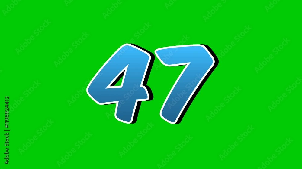 Number 47 symbol sign animation motion graphics cartoon blue color on green screen background,the number reveal on smoke,for video number for video elements Number 47 symbol sign animation motion graphics cartoon blue color on green screen background,the number reveal on smoke,for video number for video elements