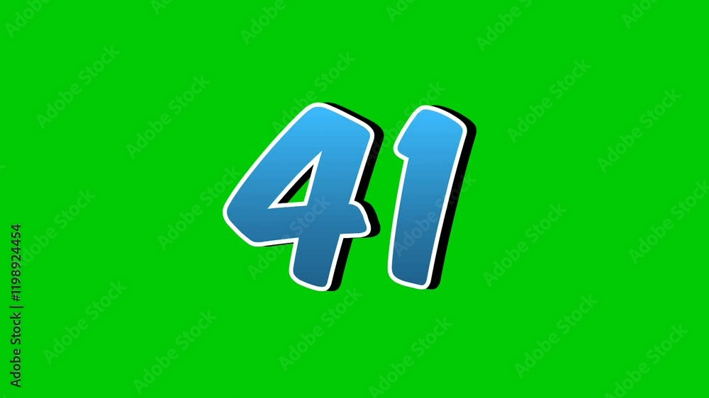 Number 41 symbol sign animation motion graphics cartoon blue color on green screen background,the number reveal on smoke,for video number for video elements Number 41 symbol sign animation motion graphics cartoon blue color on green screen background,the number reveal on smoke,for video number for video elements