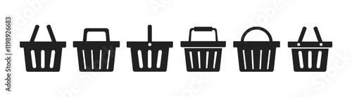 Shopping basket icon set. Basket Symbol. Internet shop or store. Buy on market or supermarket. Vector illustration