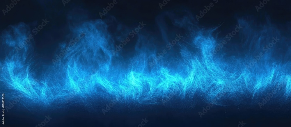 Obraz premium Blue flames on a dark background with swirling motion and texture suitable for abstract or digital design elements Copy Space