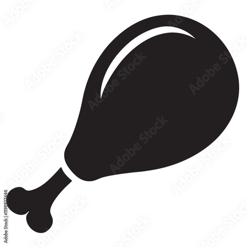 chicken leg silhouette on white background. vector illustration