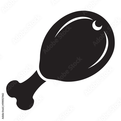 chicken leg silhouette on white background. vector illustration