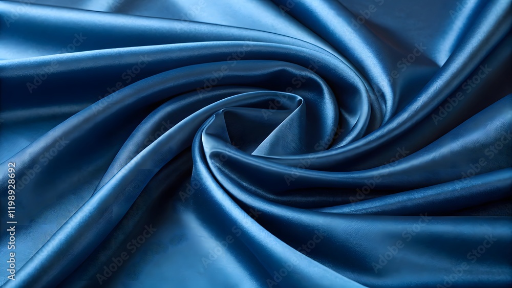 Obraz premium Elegant Deep Blue Satin Fabric with Smooth Folds and Shimmering Texture V4