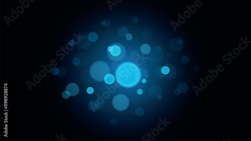 Black background with blur circles, blue circles in bokeh style, glowing blue bokeh circles, abstract light blur effect, blurry overlay template, confetti light, holiday powder dust for cards