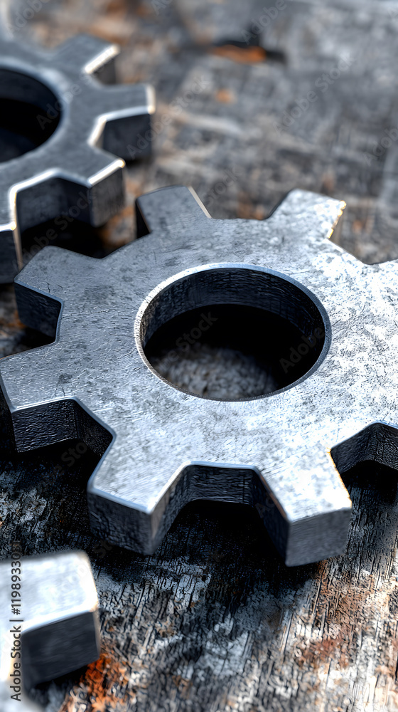 Close-up of metallic gear details Close-up of metallic gear details