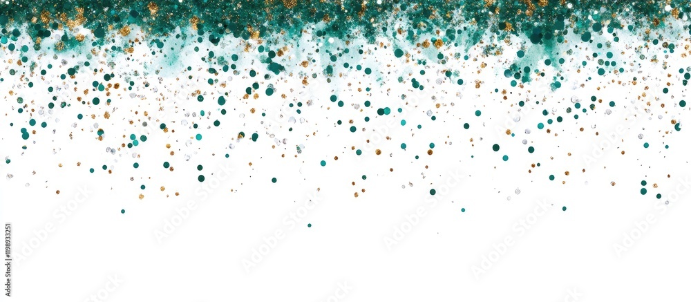 Obraz premium Teal and gold glitter background with white copy space for text applications