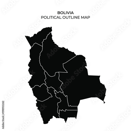 Political outline map of Bolivia featuring regional divisions