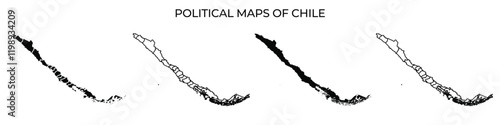 Political maps of Chile showing different regions and borders