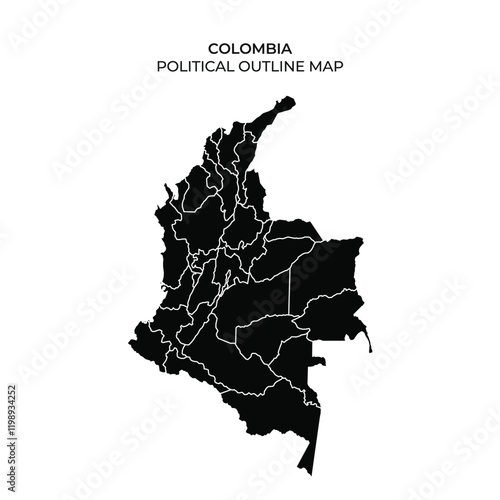 Political outline map of Colombia showcasing its regions and borders