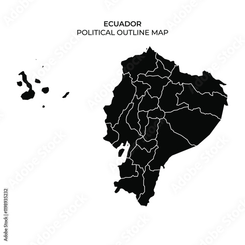 Political outline map of Ecuador highlighting its geographic divisions