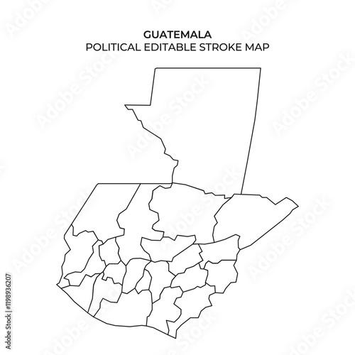 Outline of Guatemala with marked political divisions for editing