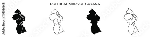 Political maps of Guyana showing different regional details