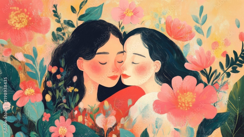 Tender Embrace Amidst a Blooming Garden Tender Embrace Amidst a Blooming Garden
