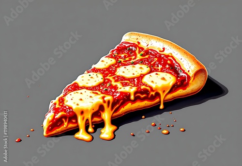 Delicious Melty Cheese Pizza Slice Illustration photo