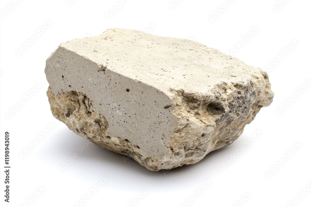 A large rock perched on a white surface, great for use as a background or in minimalist designs A large rock perched on a white surface, great for use as a background or in minimalist designs