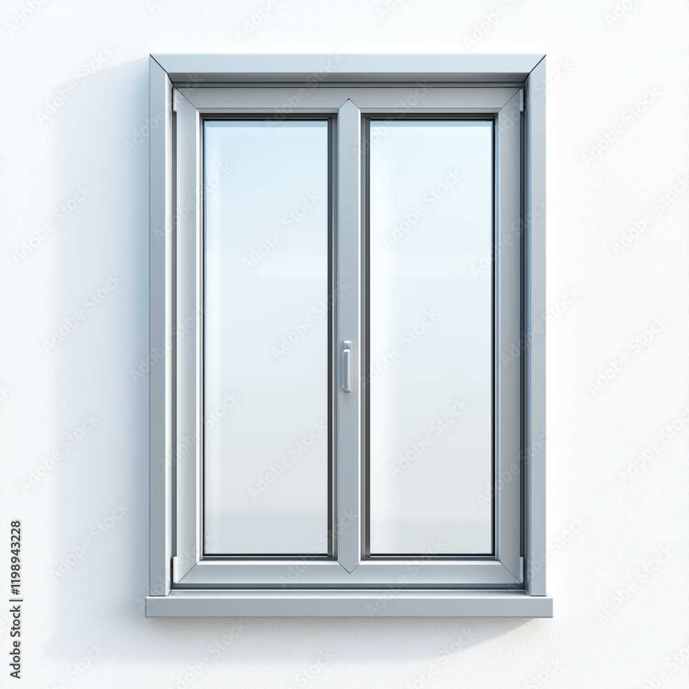 3D Visualization of Transparent Modern Aluminum Window with Clear Glass.. 3D Visualization of Transparent Modern Aluminum Window with Clear Glass..