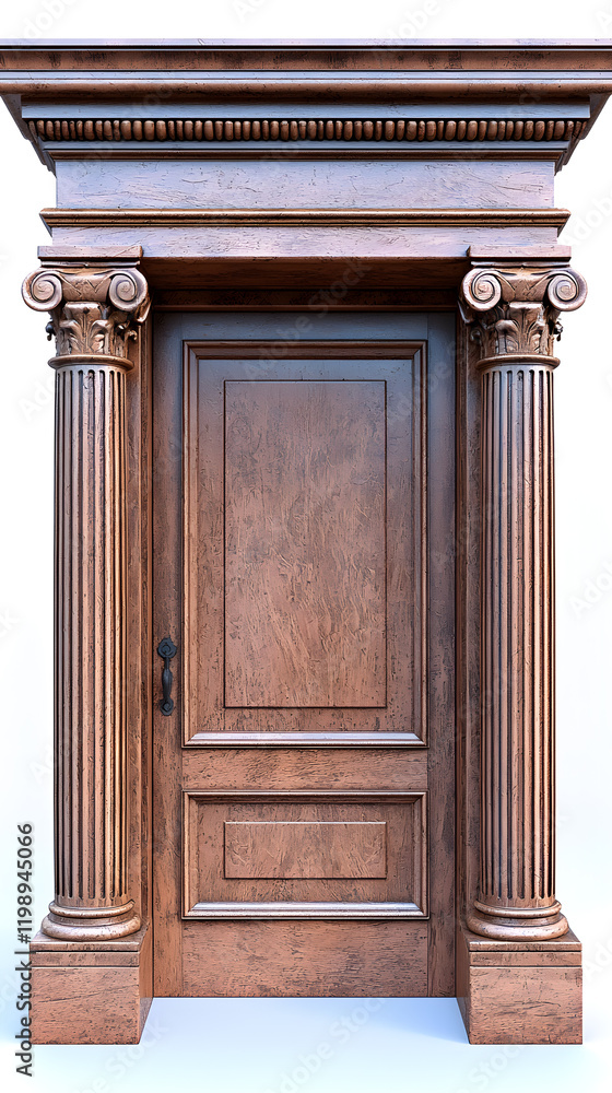 Obraz premium Elegant wooden door with ornate columns
