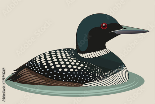 Common loon bird vector artwork illustration