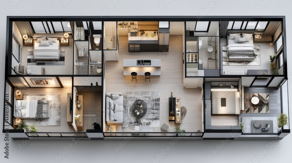 Modern Apartment Layout with Open Concept Living and Stylish Design Modern Apartment Layout with Open Concept Living and Stylish Design